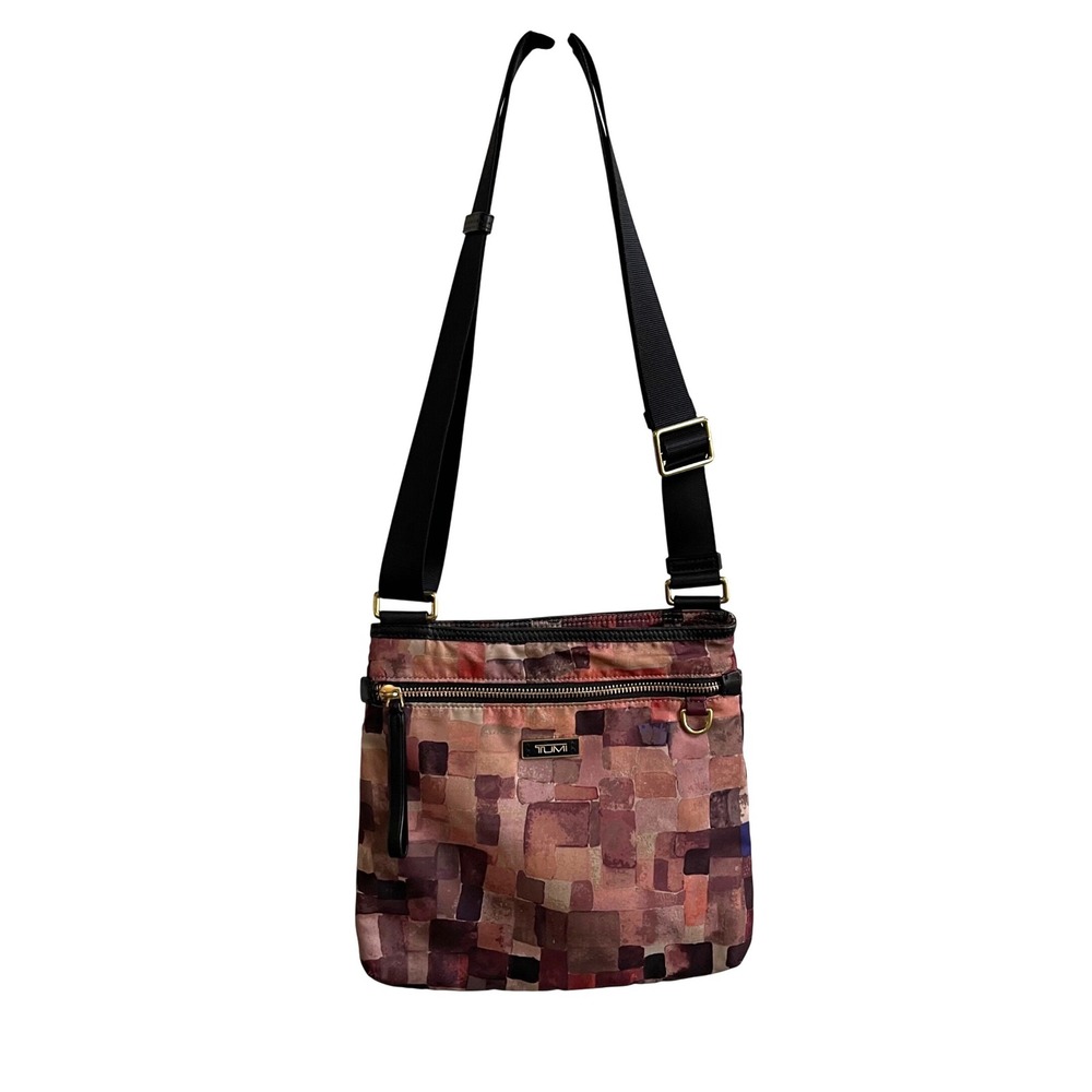 TUMI Crossbody Bag Womens Small Multicolor Mosaic Print Nylon Travel Messenger‎